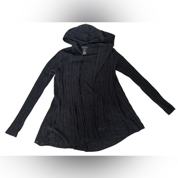 Barefoot Dreams CozyChic Ultra Lite Hooded Open Cardigan Black Size Extra Small - Picture 2 of 9